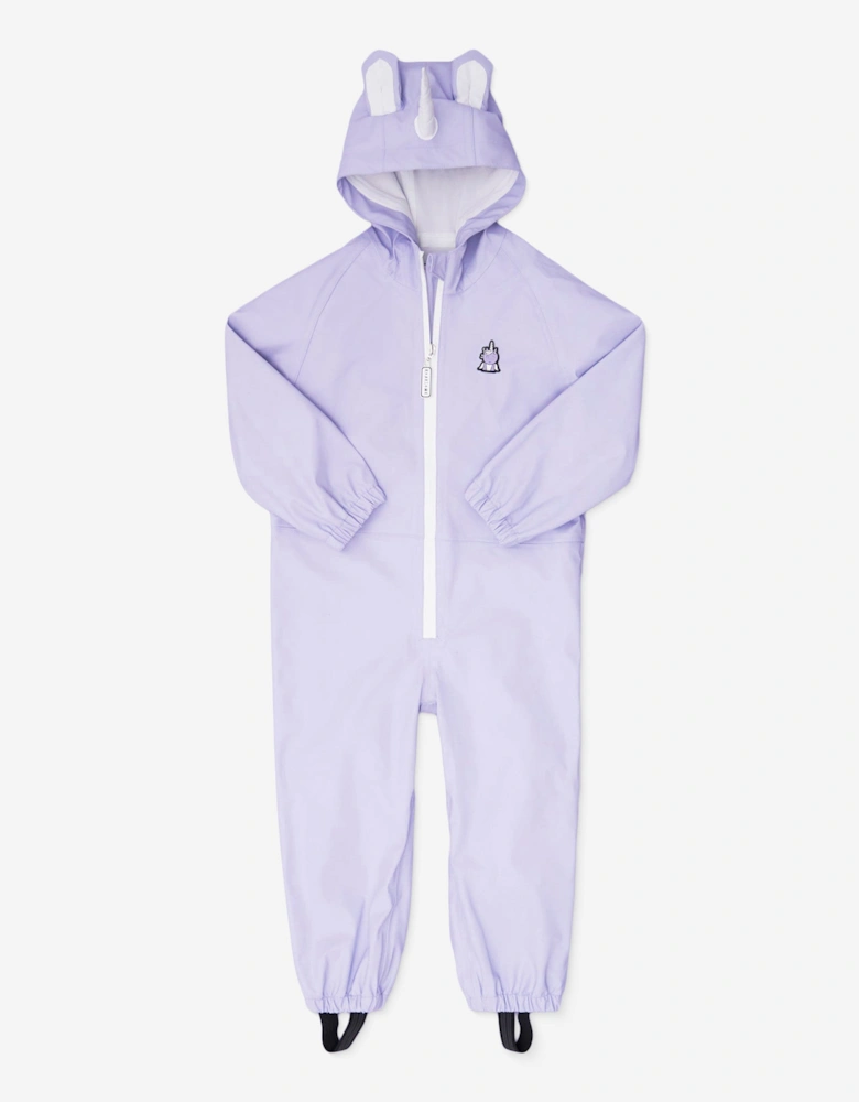 Girls Sparkle The Unicorn Puddlesuit in Purple
