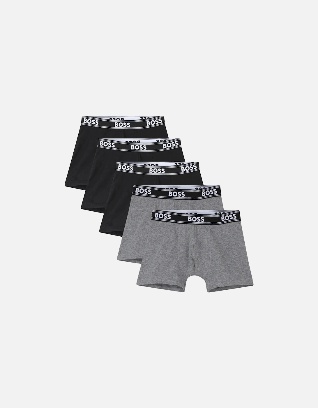 Boys 5-Pack Power Logo Boxer Trunks, Black/Grey, 7 of 6