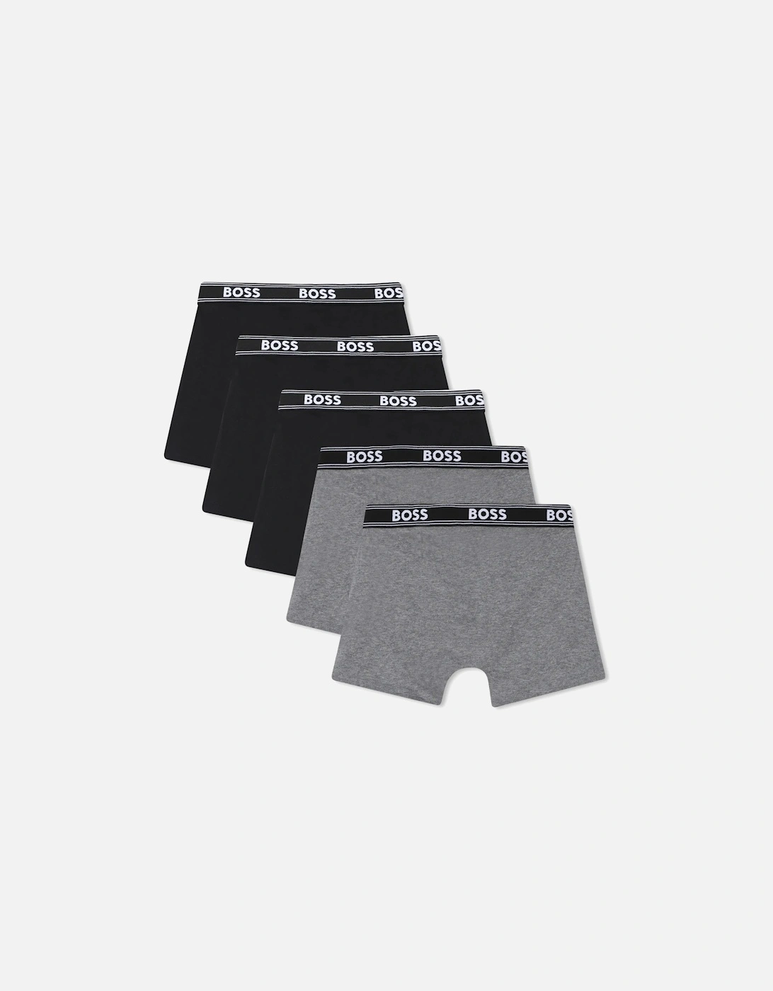 Boys 5-Pack Power Logo Boxer Trunks, Black/Grey