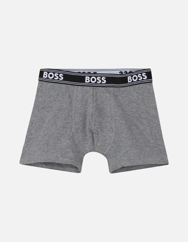 Boys 5-Pack Power Logo Boxer Trunks, Black/Grey