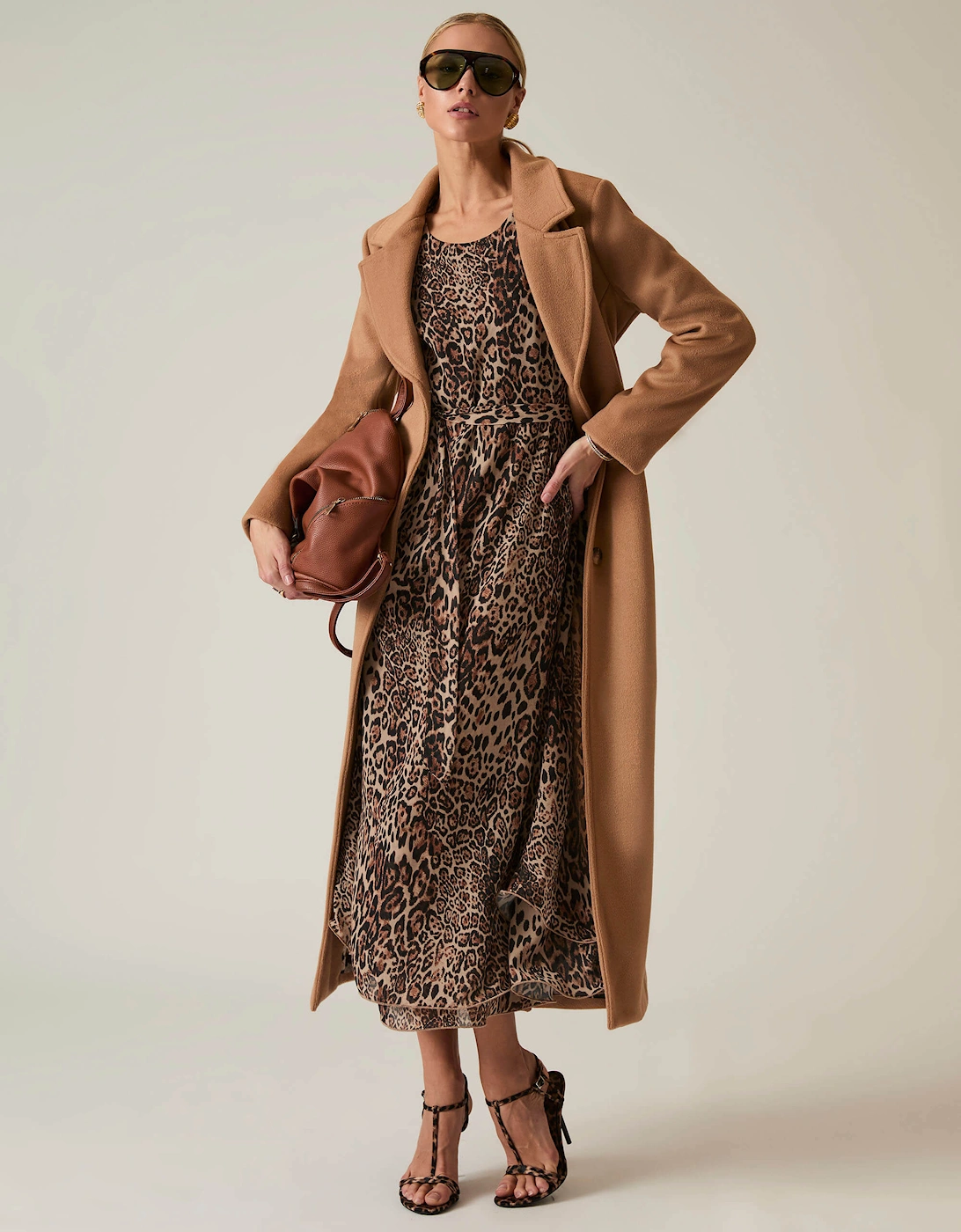 James Lakeland Women's Long Camel Classic Coat - Size: 12