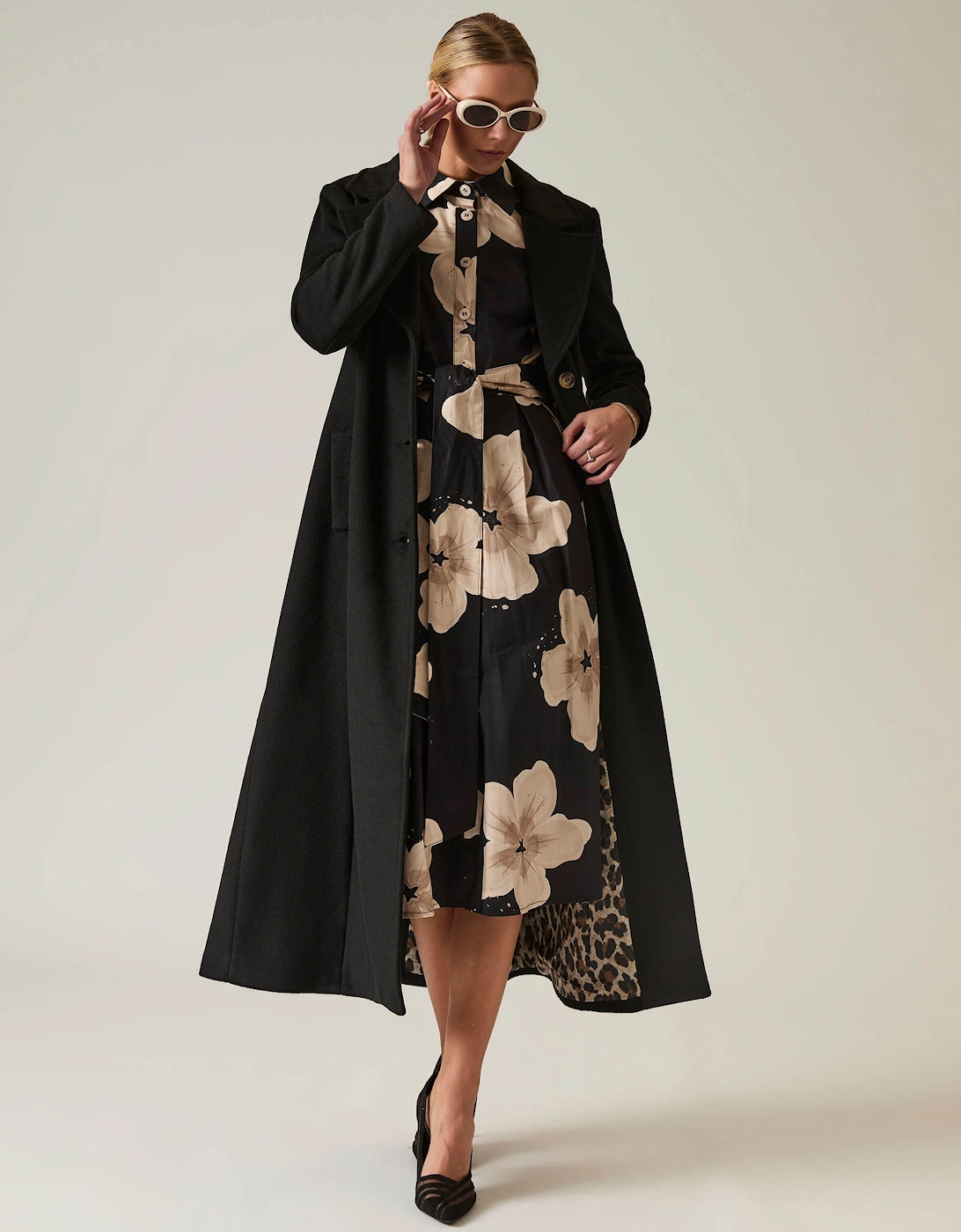 James Lakeland Women's Long Black Classic Coat - Size: 10