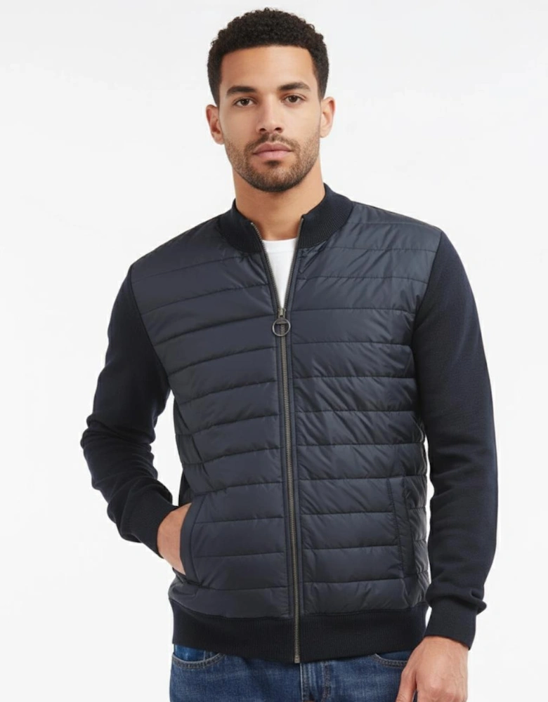 Carn Baffle Mens Zip Through Sweater - Navy