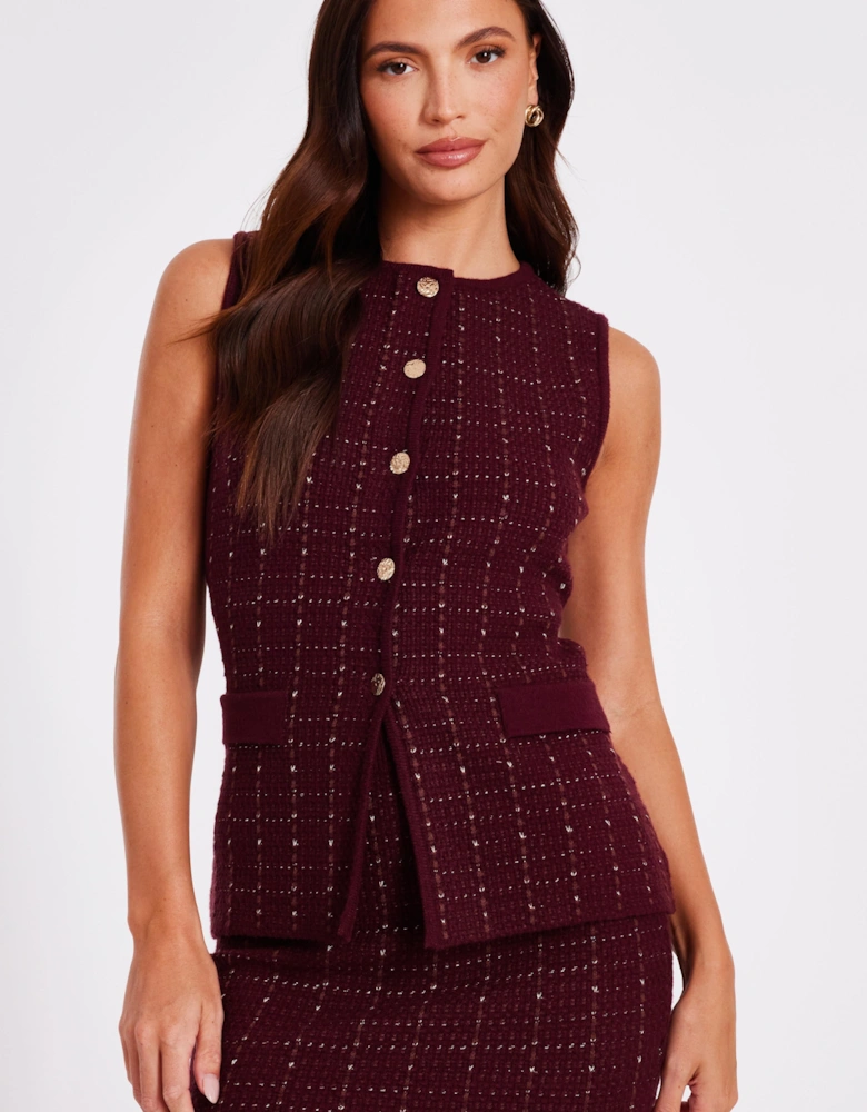 Burgundy Metallic Knit Skirt