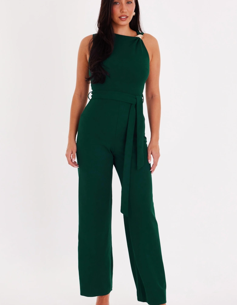 Green Buckle Detail Jumpsuit