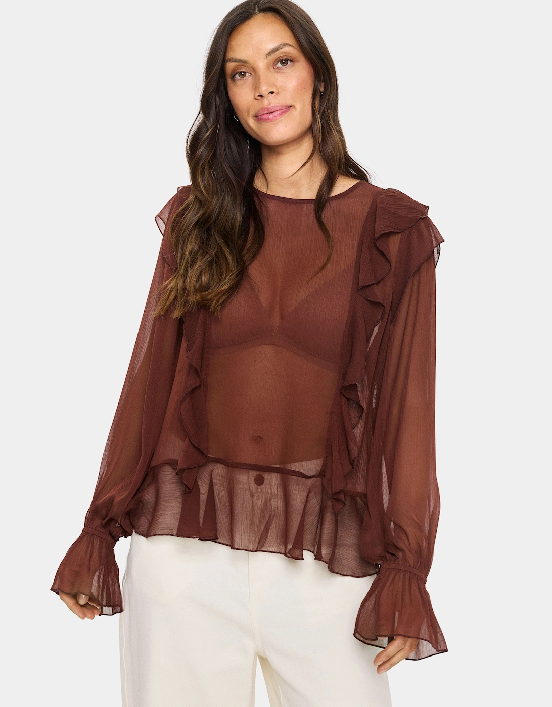 LabelleSZ Sheer Ruffle Blouse, 2 of 1