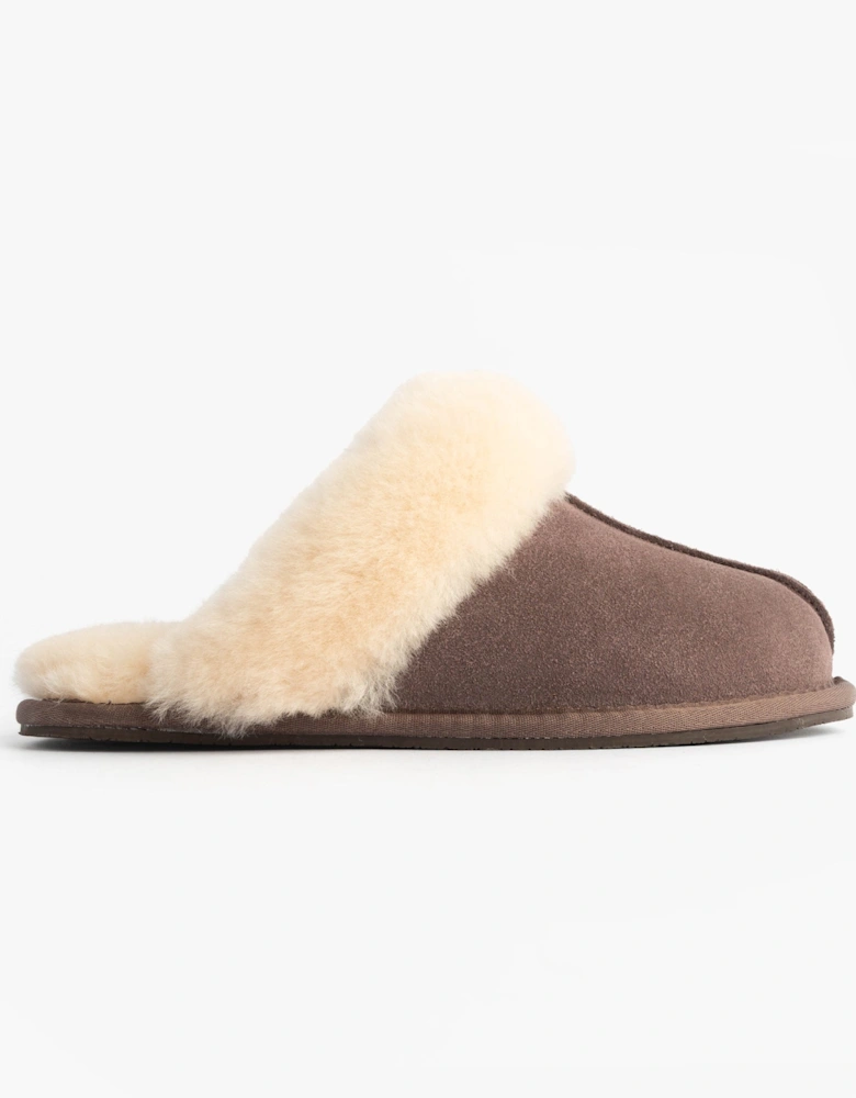 AYLA Womens Real Sheepskin Mule Slippers Espresso