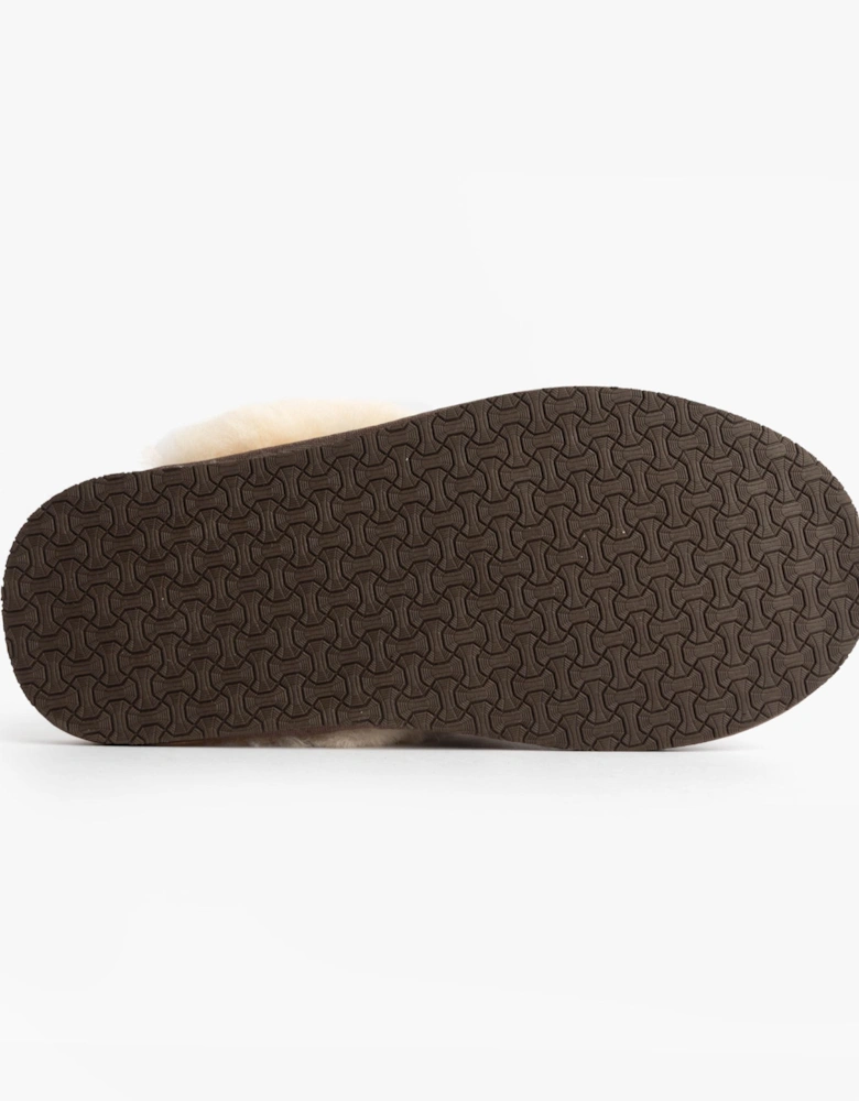 AYLA Womens Real Sheepskin Mule Slippers Espresso