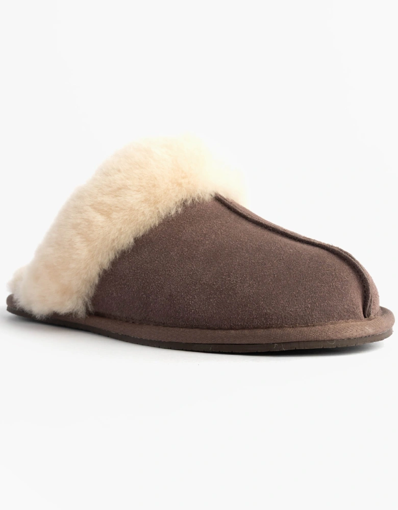 AYLA Womens Real Sheepskin Mule Slippers Espresso