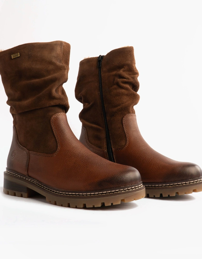 D0B80-24 Womes Side Zip Ankle Boots Brown
