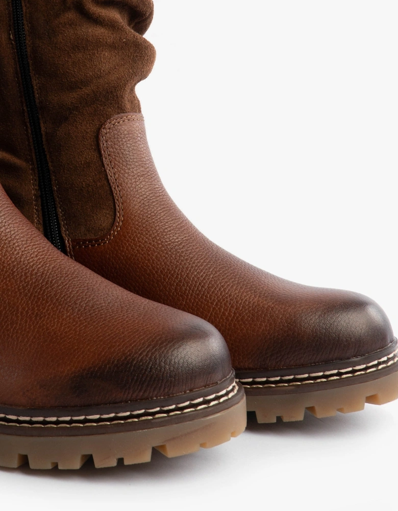 D0B80-24 Womes Side Zip Ankle Boots Brown
