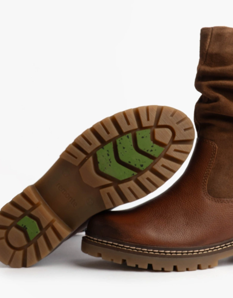D0B80-24 Womes Side Zip Ankle Boots Brown