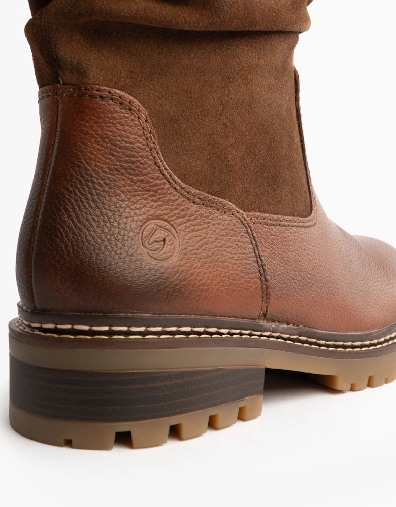 D0B80-24 Womes Side Zip Ankle Boots Brown