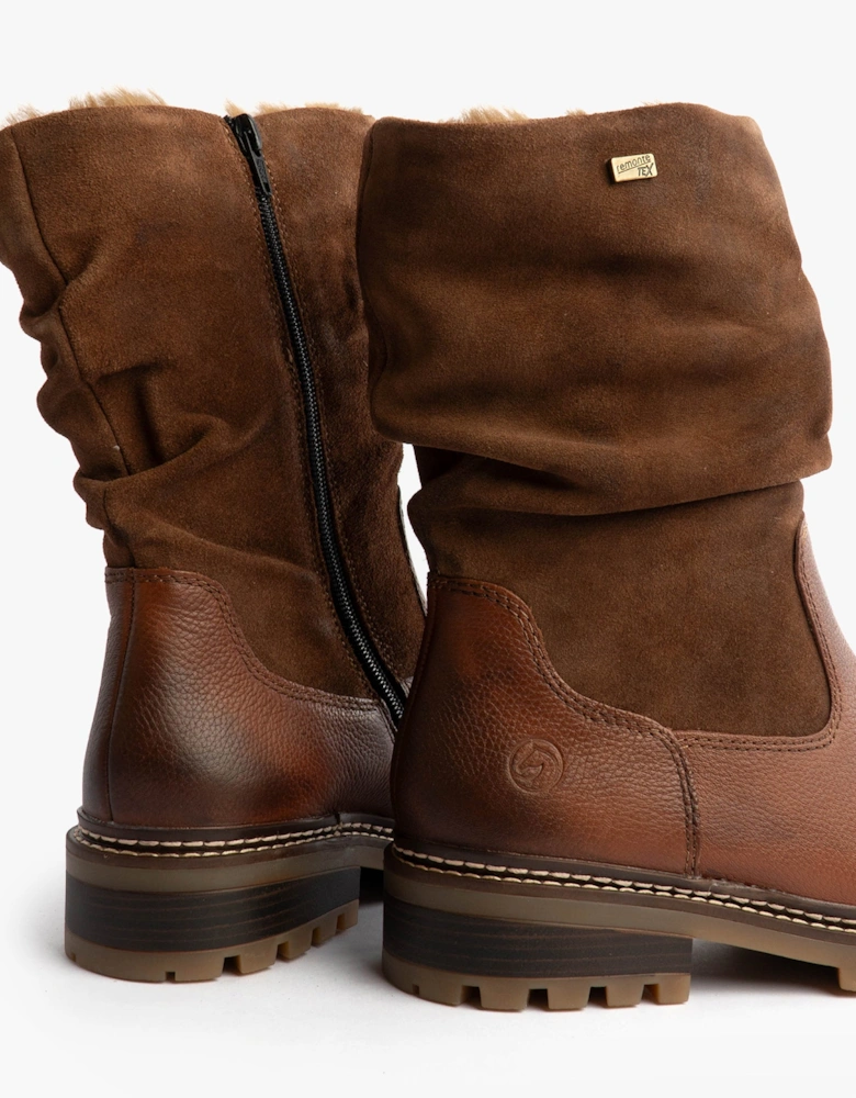 D0B80-24 Womes Side Zip Ankle Boots Brown