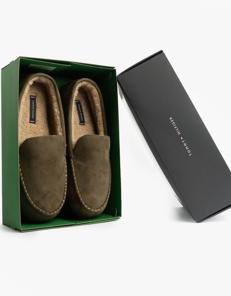 HILFIGER M SDE DRIVE Mens Mocassin Slippers Army Green