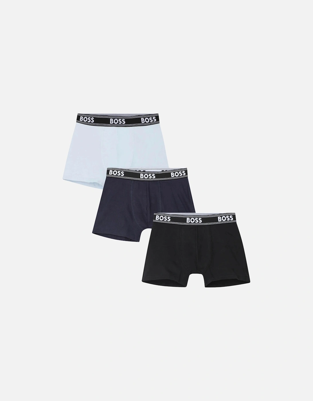 Boys 3-Pack Power Logo Boxer Trunks, Black/Navy/Blue, 7 of 6