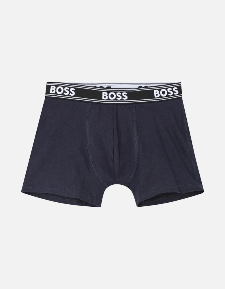 Boys 3-Pack Power Logo Boxer Trunks, Black/Navy/Blue