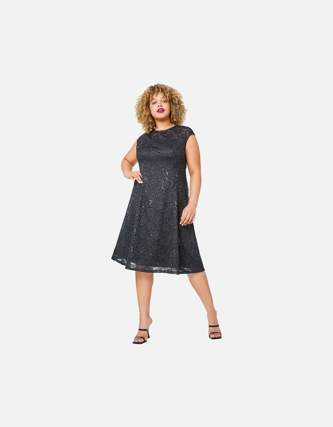 Sequin Lace Fit and Flare Dress, 2 of 1