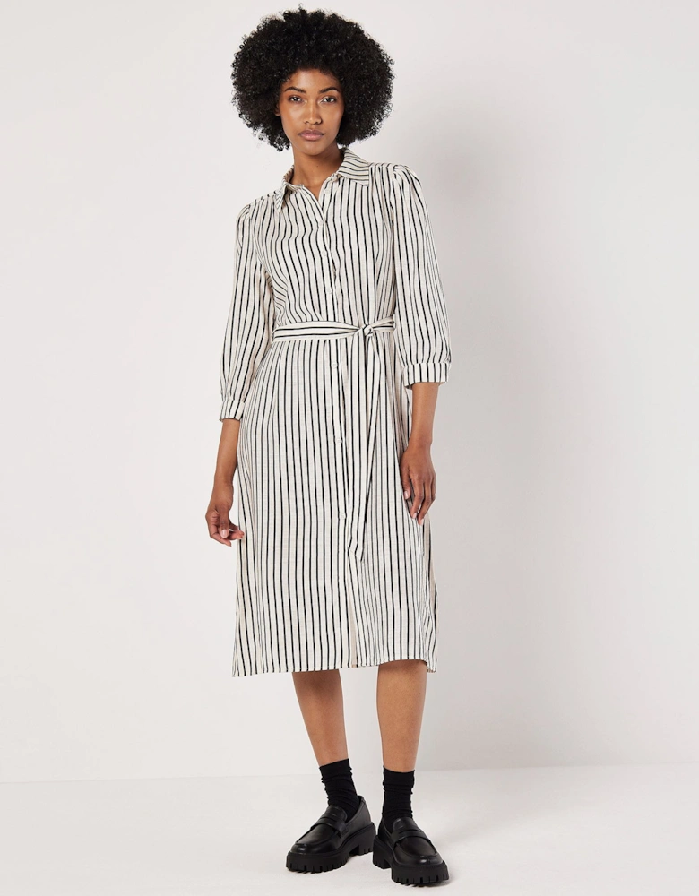 Stripe Shirt Midi Dress