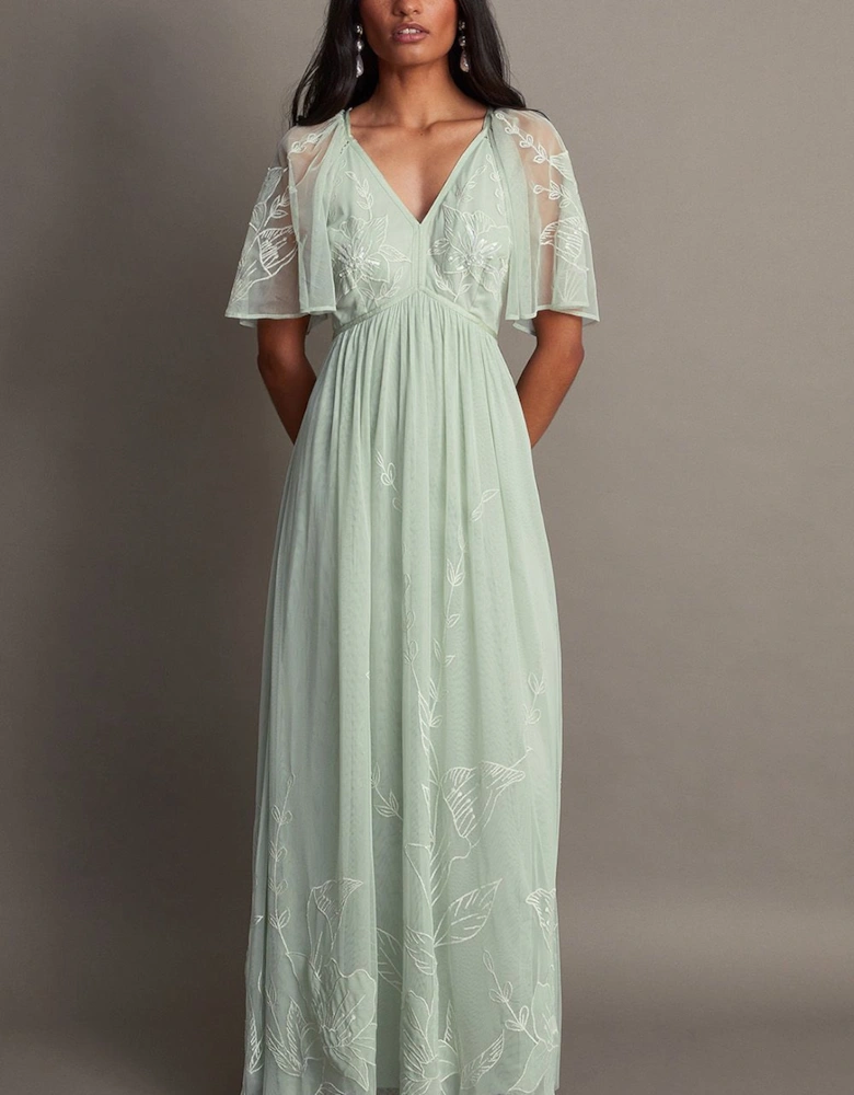 Kacia Embroidered Maxi Dress Green