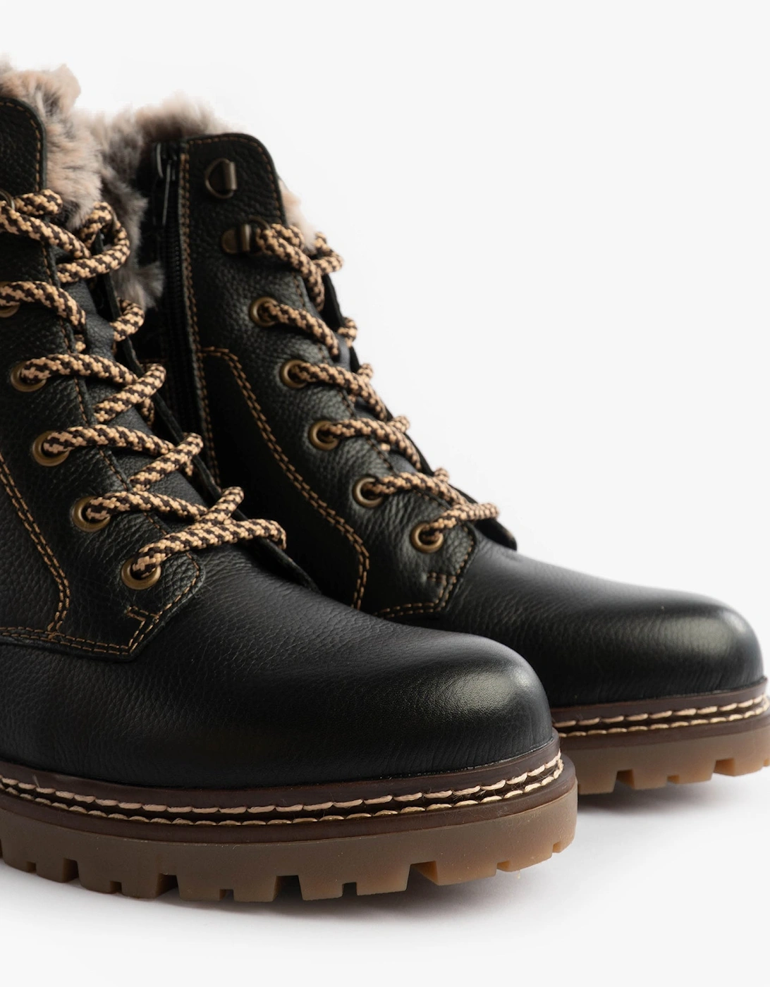 D0B74-01 Womens Fur Ankle Boots Black