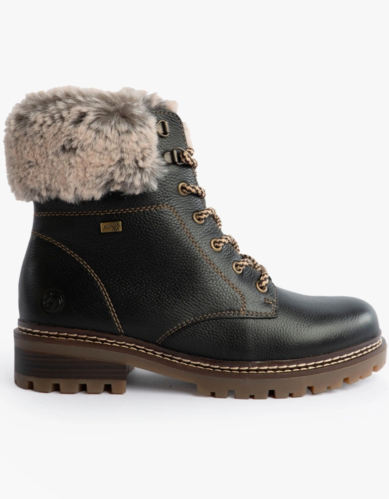 D0B74-01 Womens Fur Ankle Boots Black