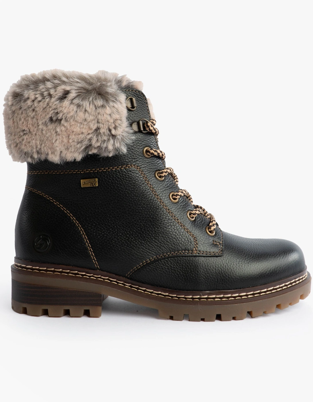 D0B74-01 Womens Fur Ankle Boots Black, 7 of 6