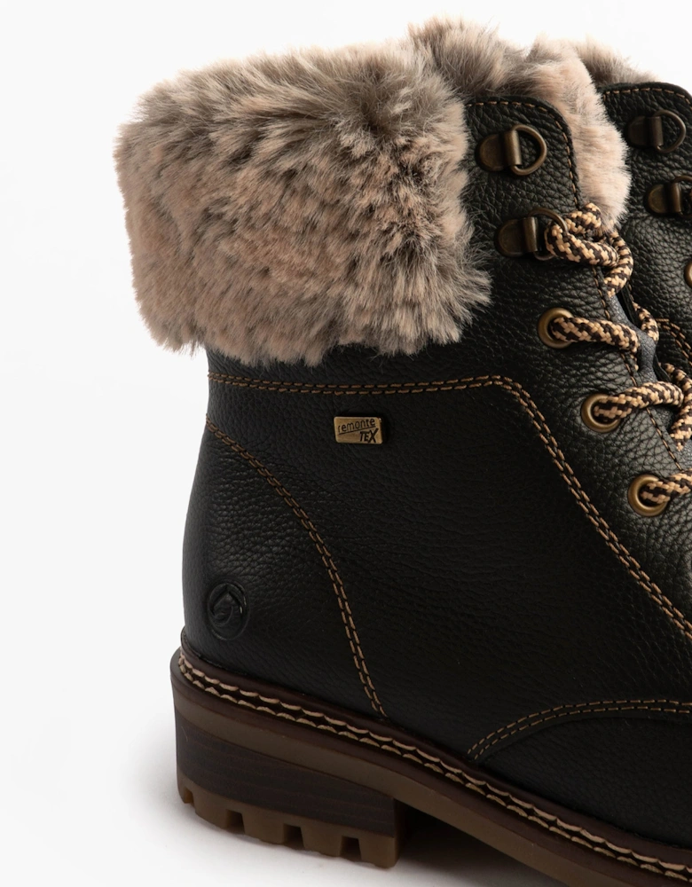D0B74-01 Womens Fur Ankle Boots Black