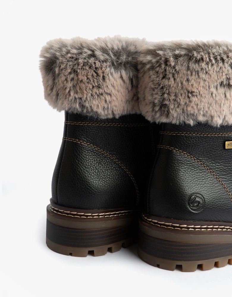 D0B74-01 Womens Fur Ankle Boots Black