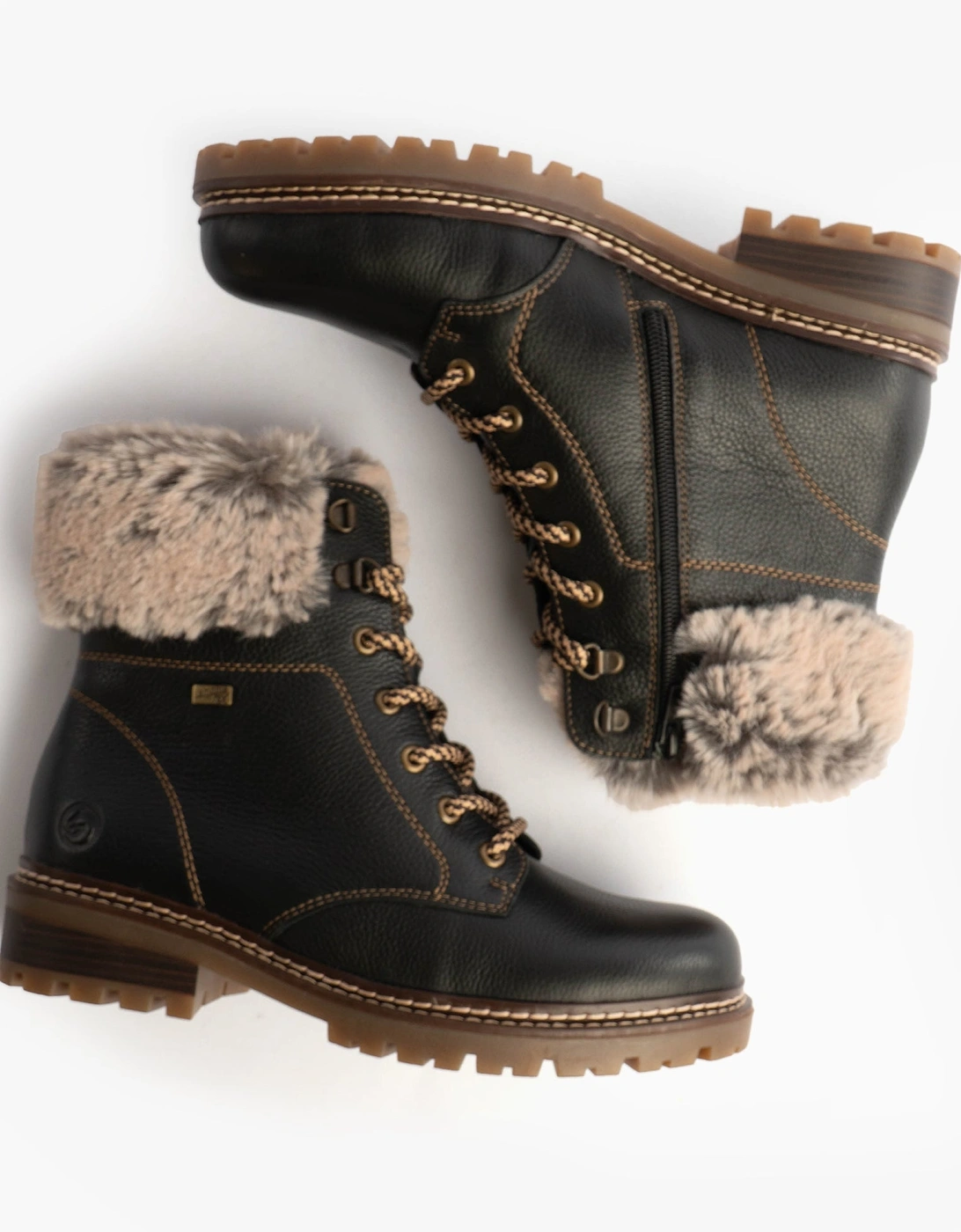 D0B74-01 Womens Fur Ankle Boots Black