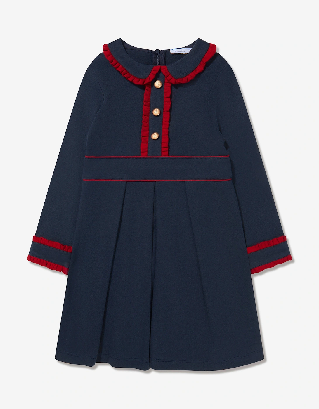 Girls Long Sleeve Button Detail Dress