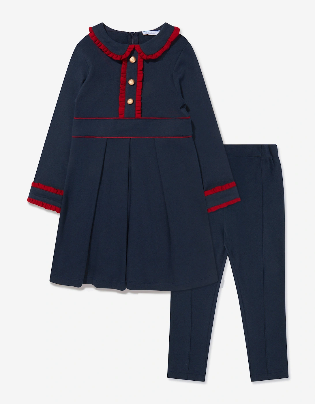 Girls Long Sleeve Button Detail Dress, 5 of 4