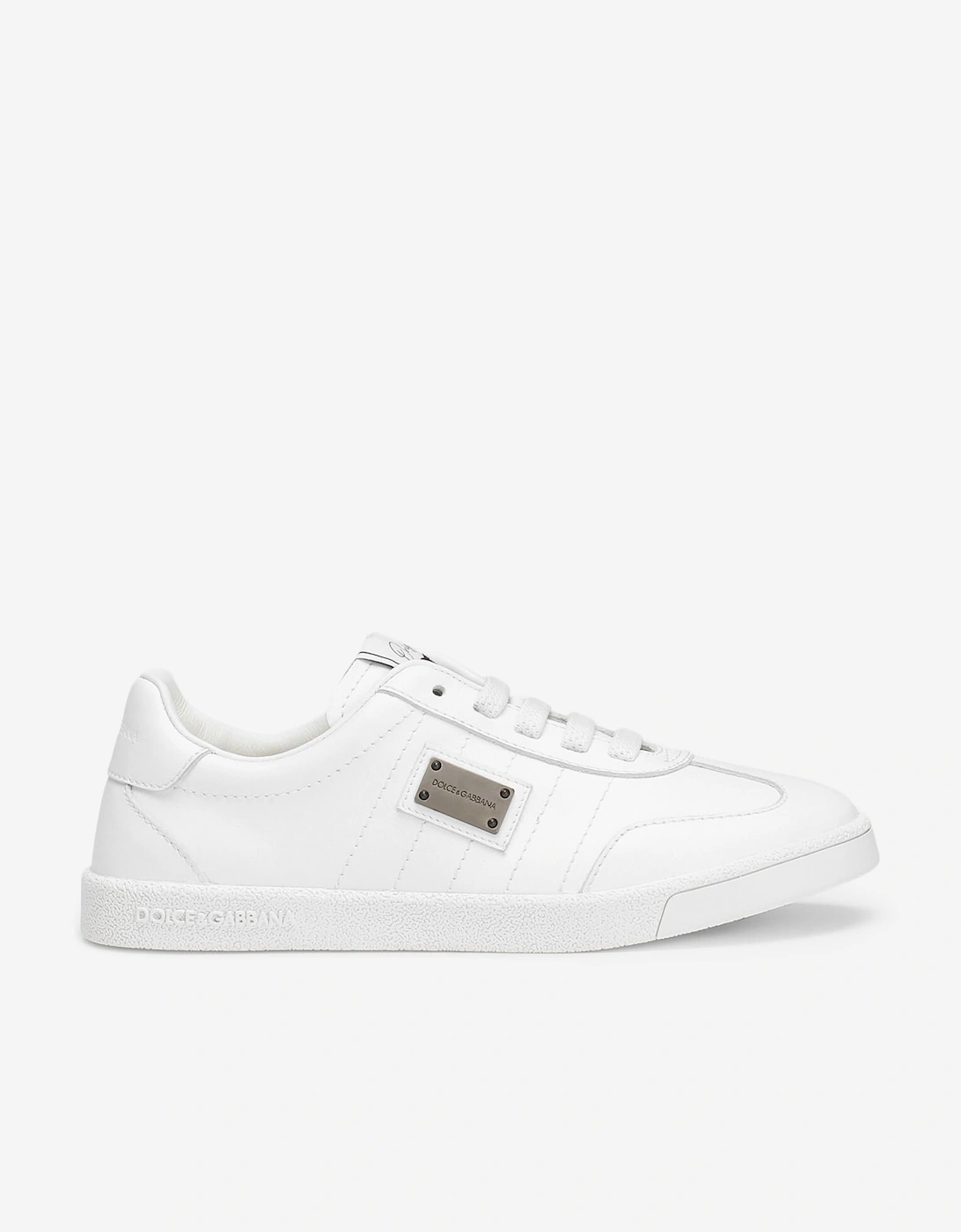 Boys Leather Logo Lace Up Trainers in White, 6 of 5