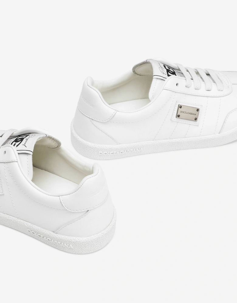 Boys Leather Logo Lace Up Trainers in White