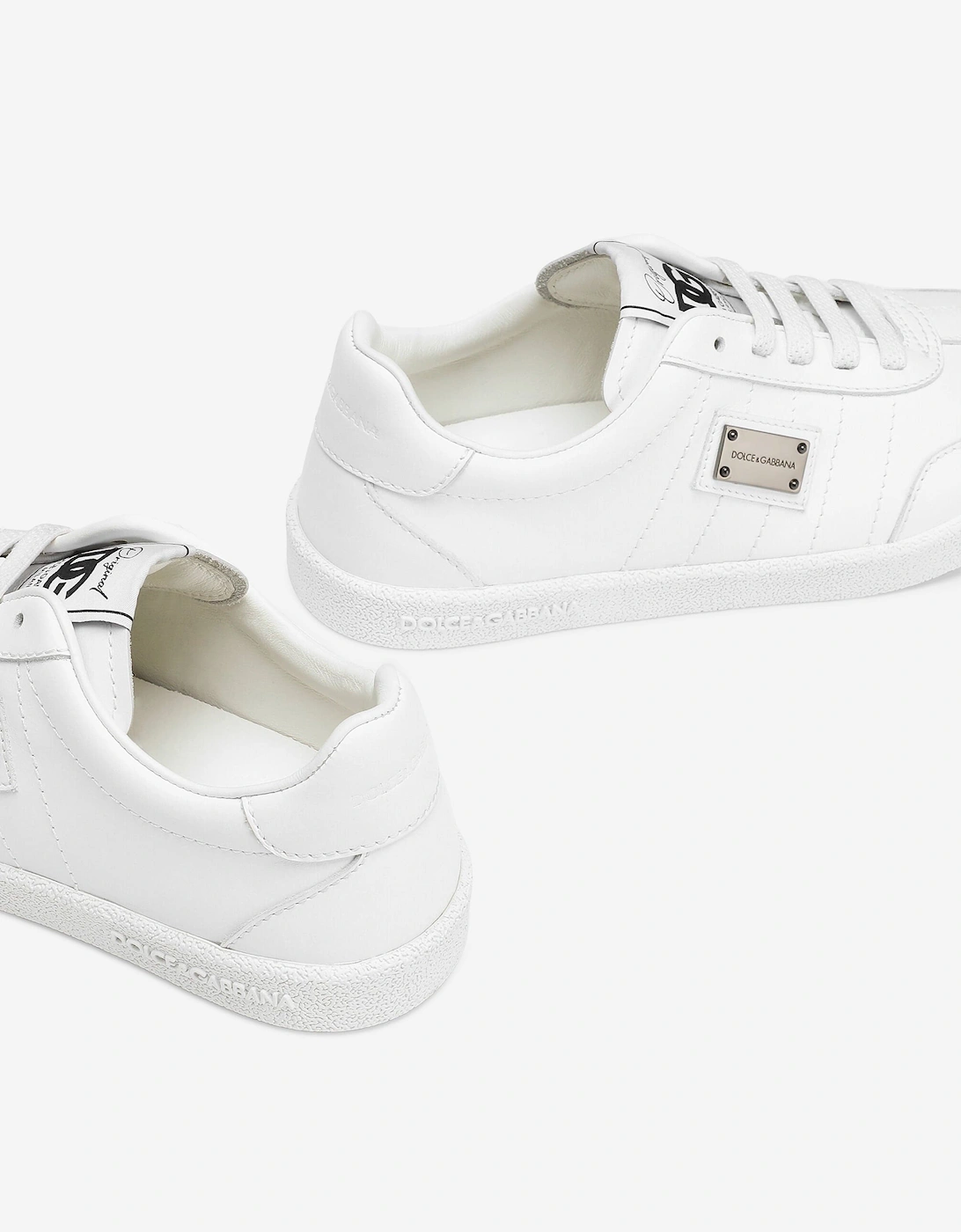 Boys Leather Logo Lace Up Trainers in White