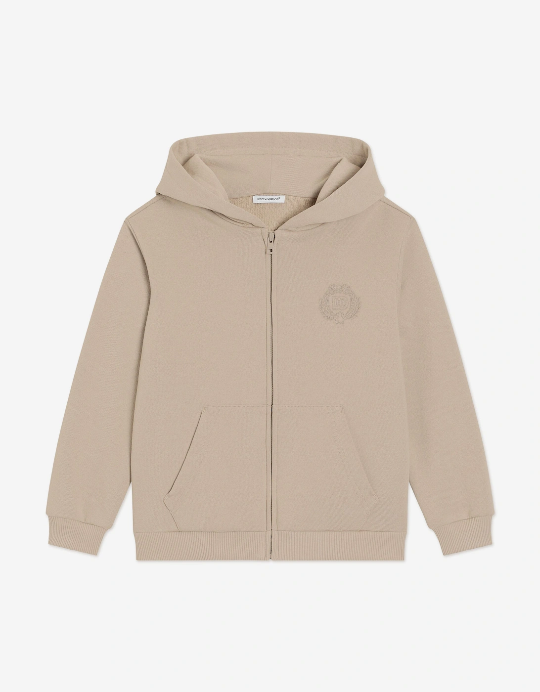 Boys Embroidered Logo Zip Up Top in Beige, 5 of 4