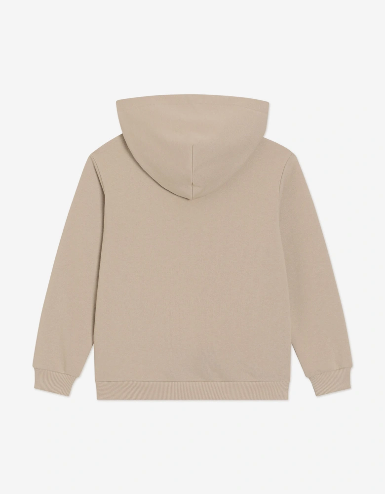 Boys Embroidered Logo Zip Up Top in Beige