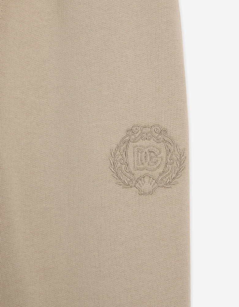 Boys Embroidered Logo Joggers in Beige