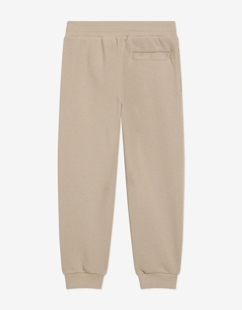 Boys Embroidered Logo Joggers in Beige