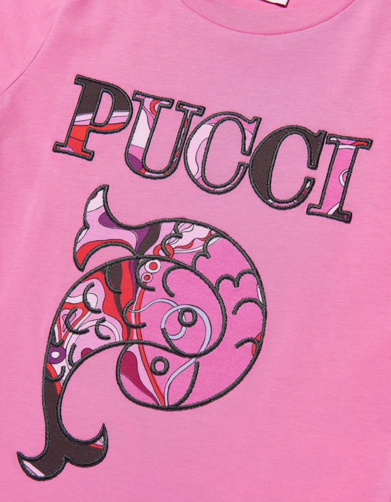 Girls Fish Logo T-Shirt in Pink