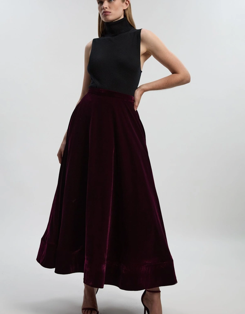 Velvet Woven Prom Maxi Skirt