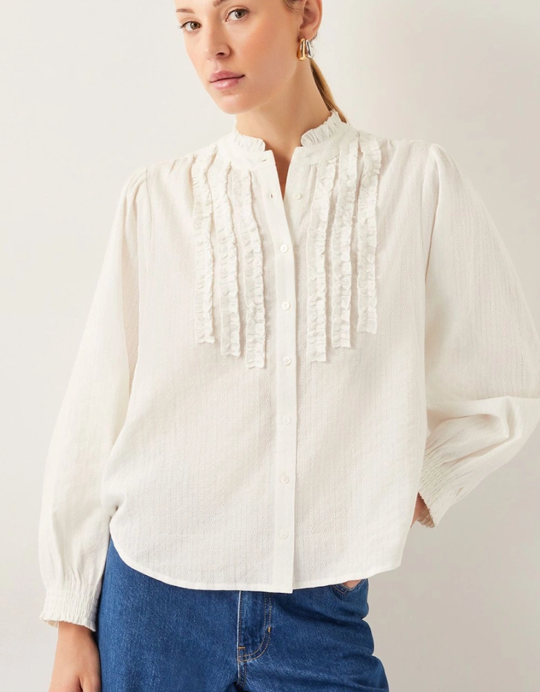 Chiara Frill Cotton Blouse Ivory