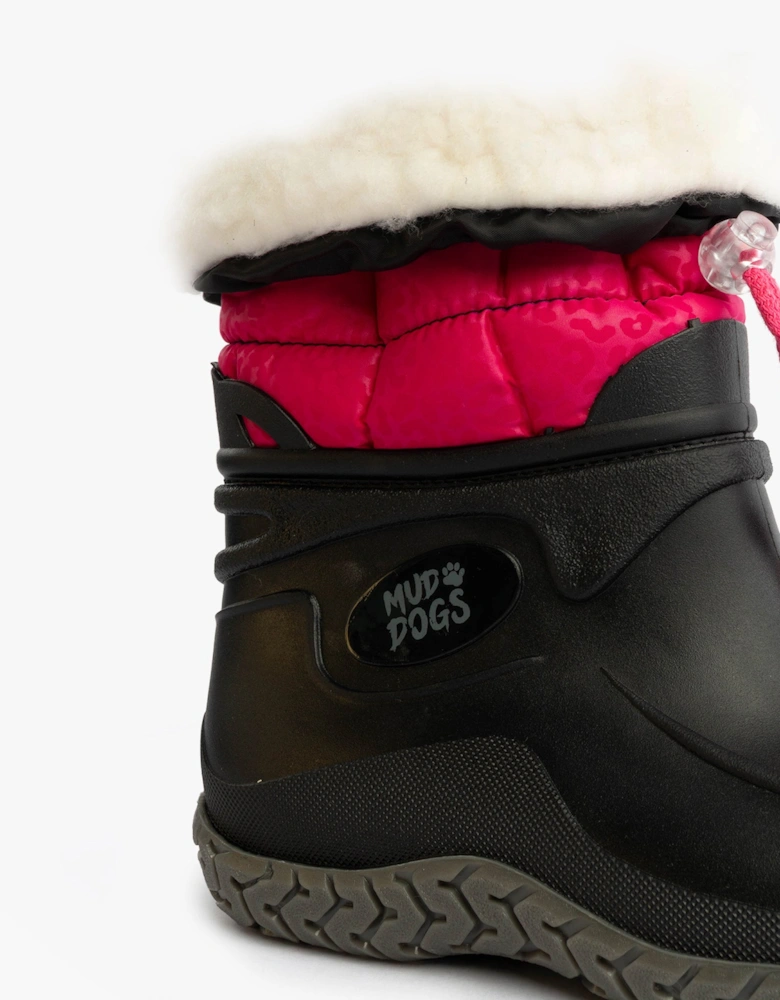NORDIC Womens Warm Lined Boots Pink/Black Leopard