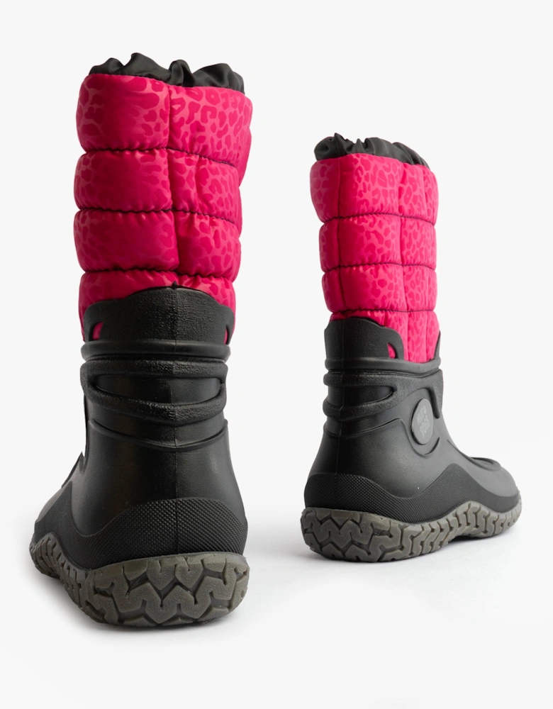 NORDIC Womens Warm Lined Boots Pink/Black Leopard