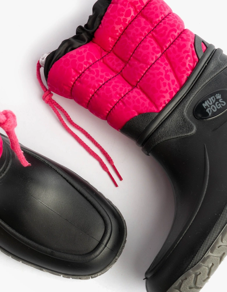 NORDIC Womens Warm Lined Boots Pink/Black Leopard