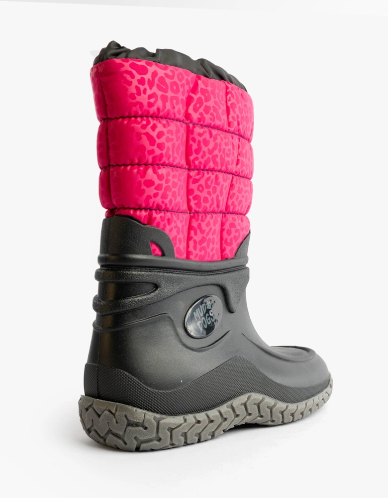 NORDIC Womens Warm Lined Boots Pink/Black Leopard