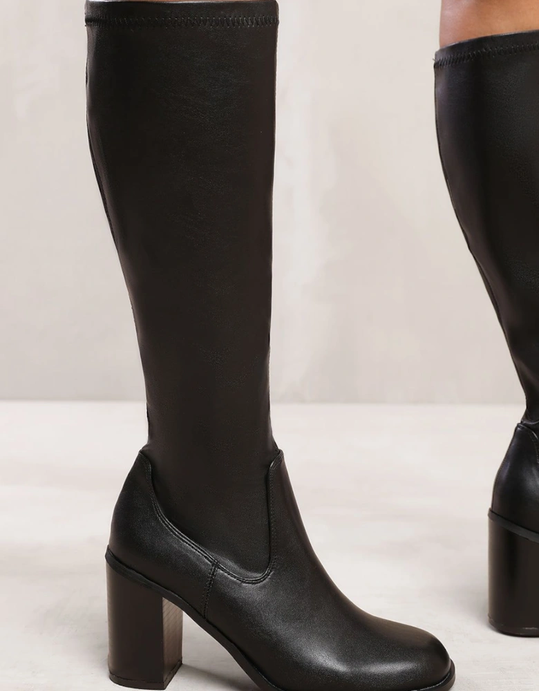 'Talia' Knee High Boots High Block Heel