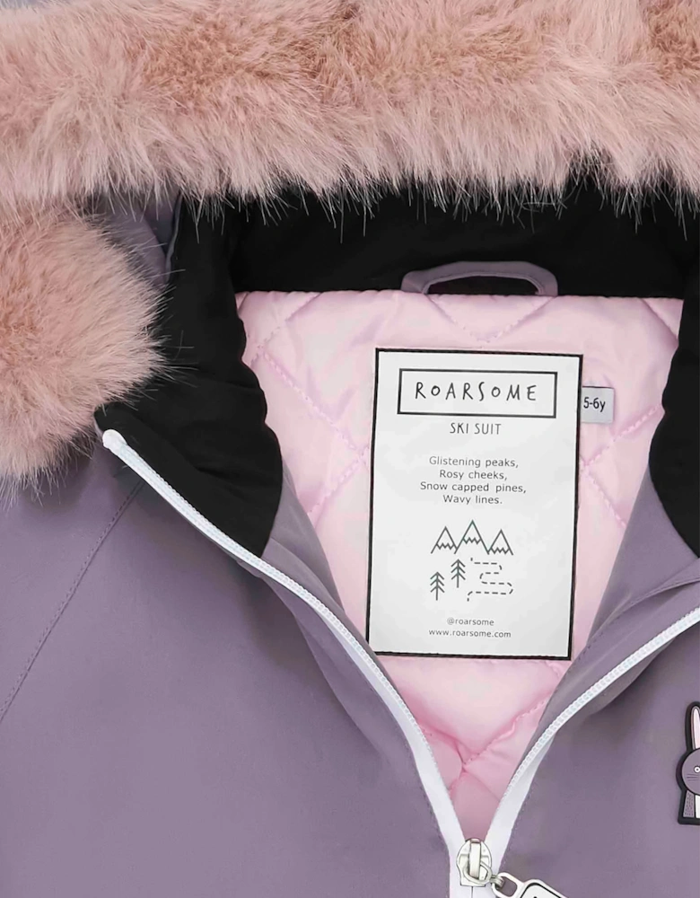 Girls Hop The Bunny Ski Suit in Purple