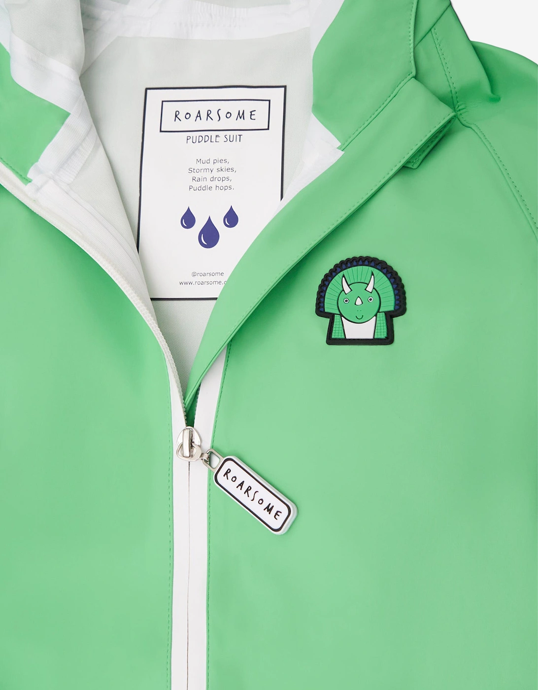 Kids Spike The Dinosaur Puddlesuit in Green