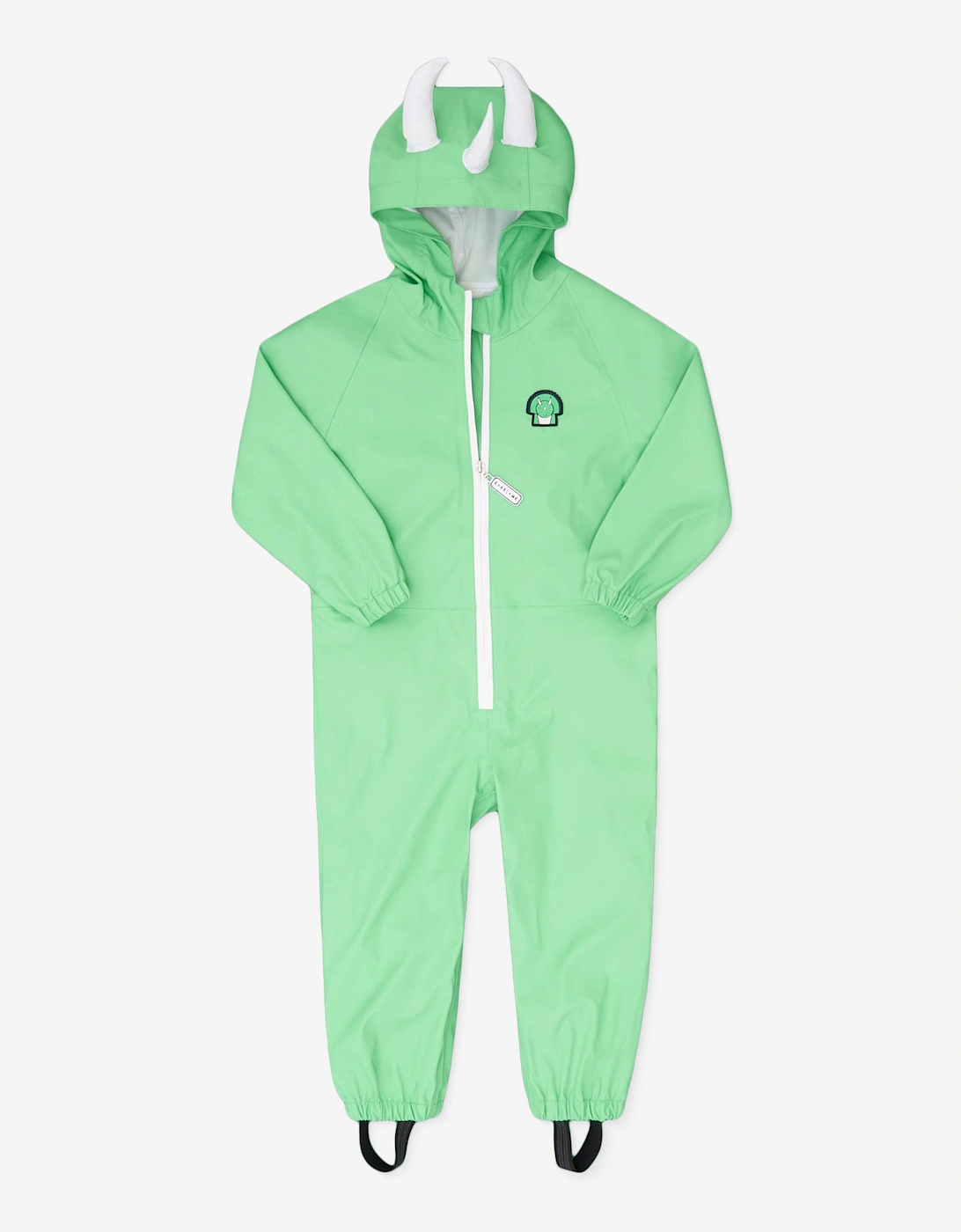 Kids Spike The Dinosaur Puddlesuit in Green, 5 of 4